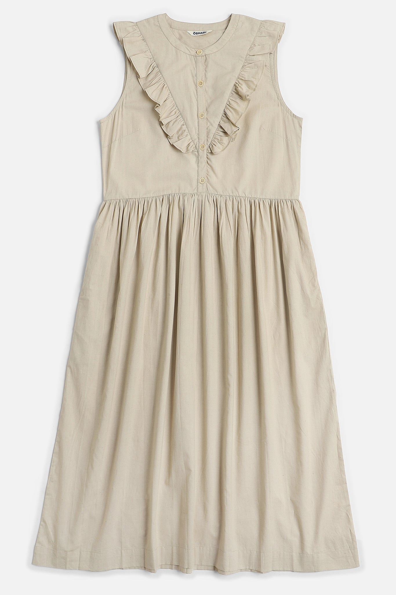 Ruffle Sleeveless Dress, in Walnut