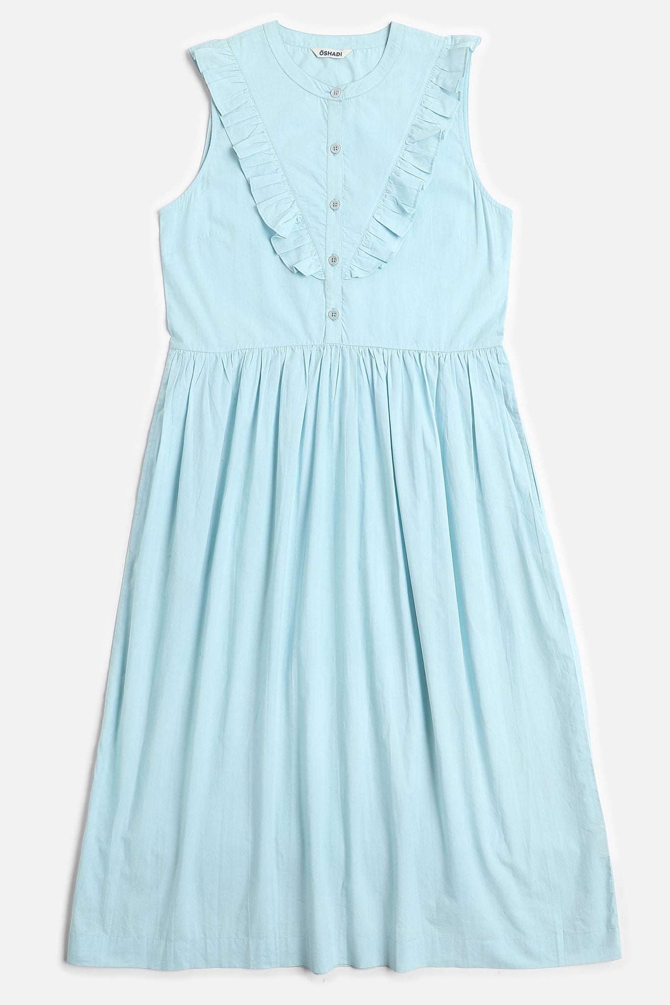 Ruffle Sleeveless Dress, in Ocean