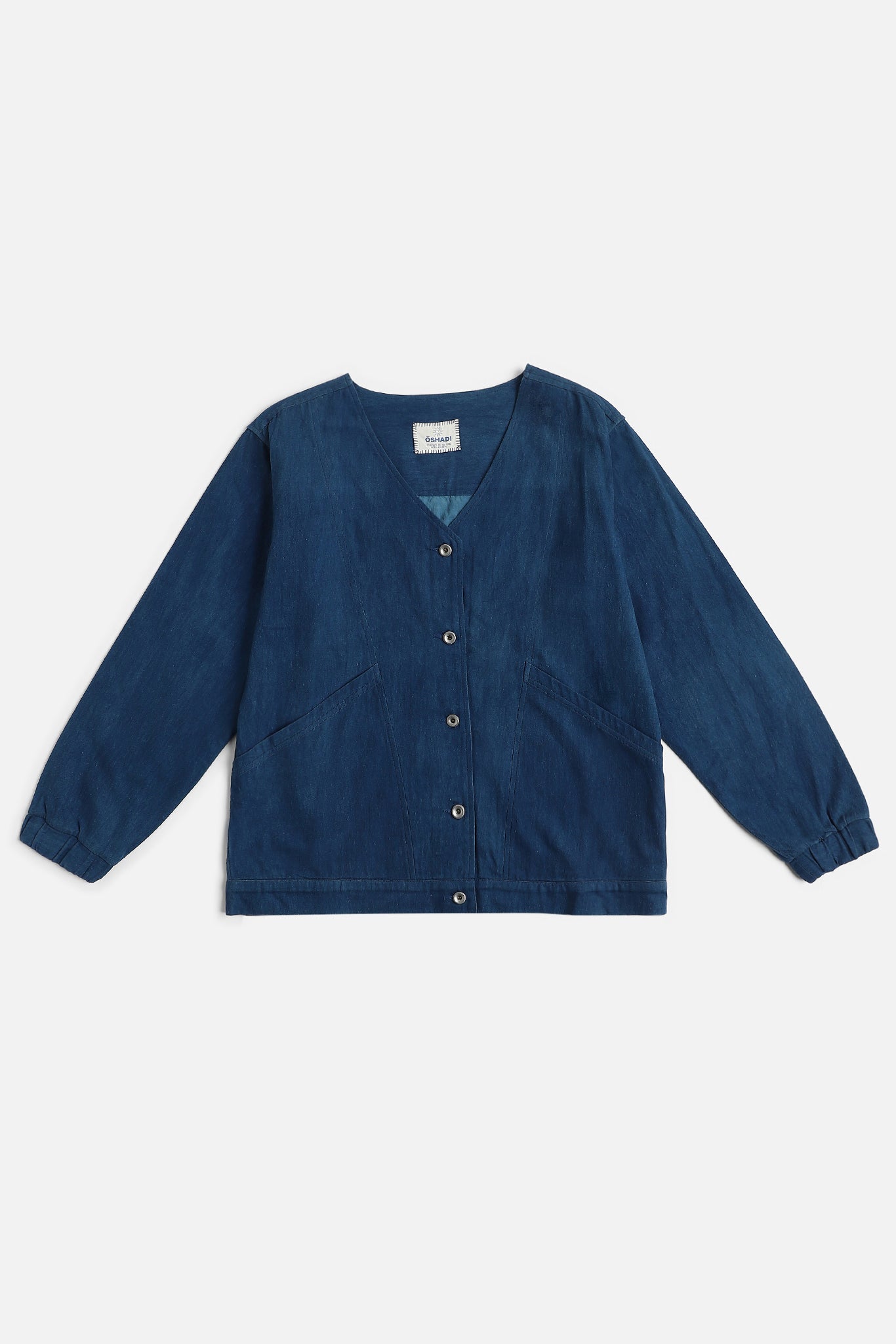 Waishu V Neck Jacket, in Indigo