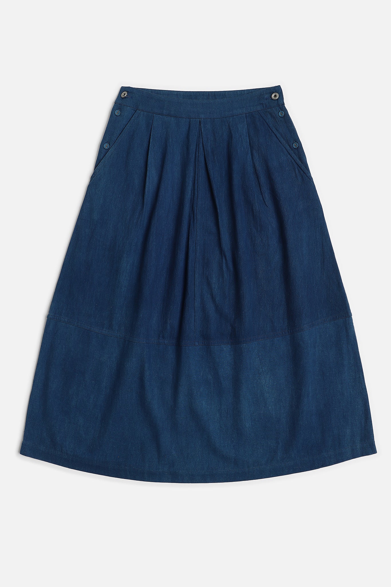 Pleated Sabi Skirt, in Indigo