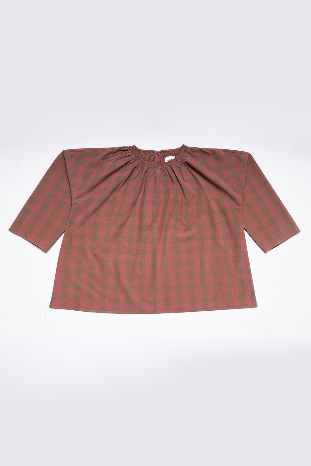 Women Top, in Apricot Checked