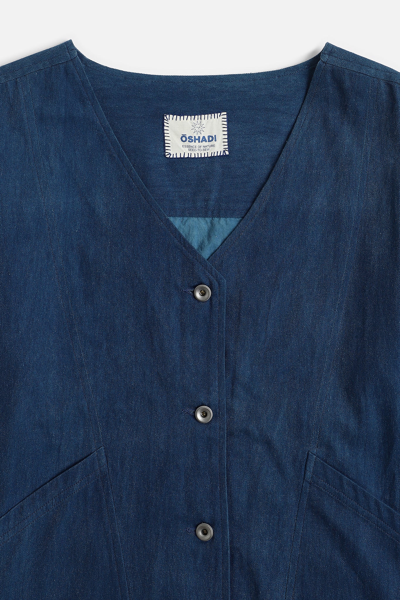 Waishu V Neck Jacket, in Indigo