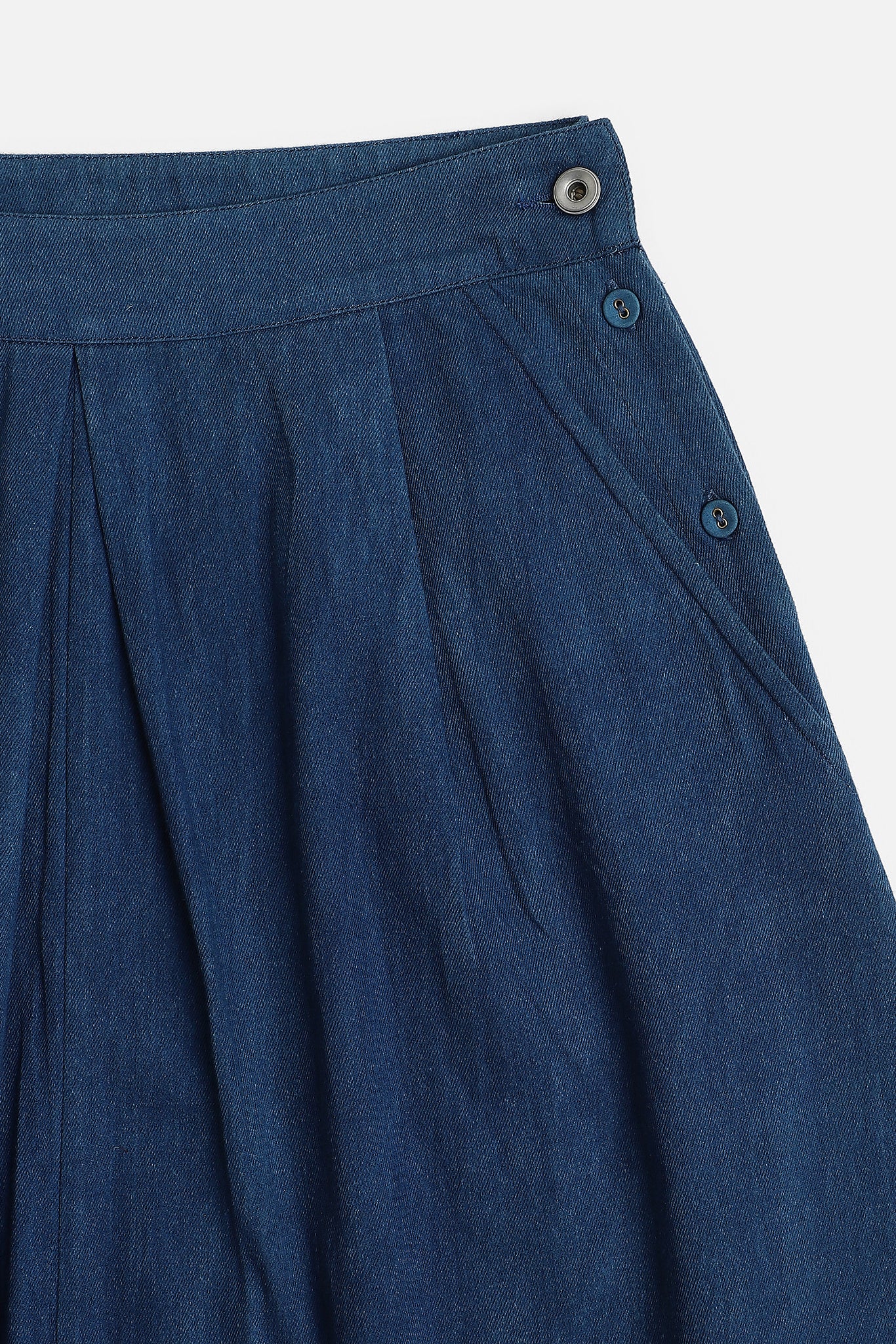 Pleated Sabi Skirt, in Indigo