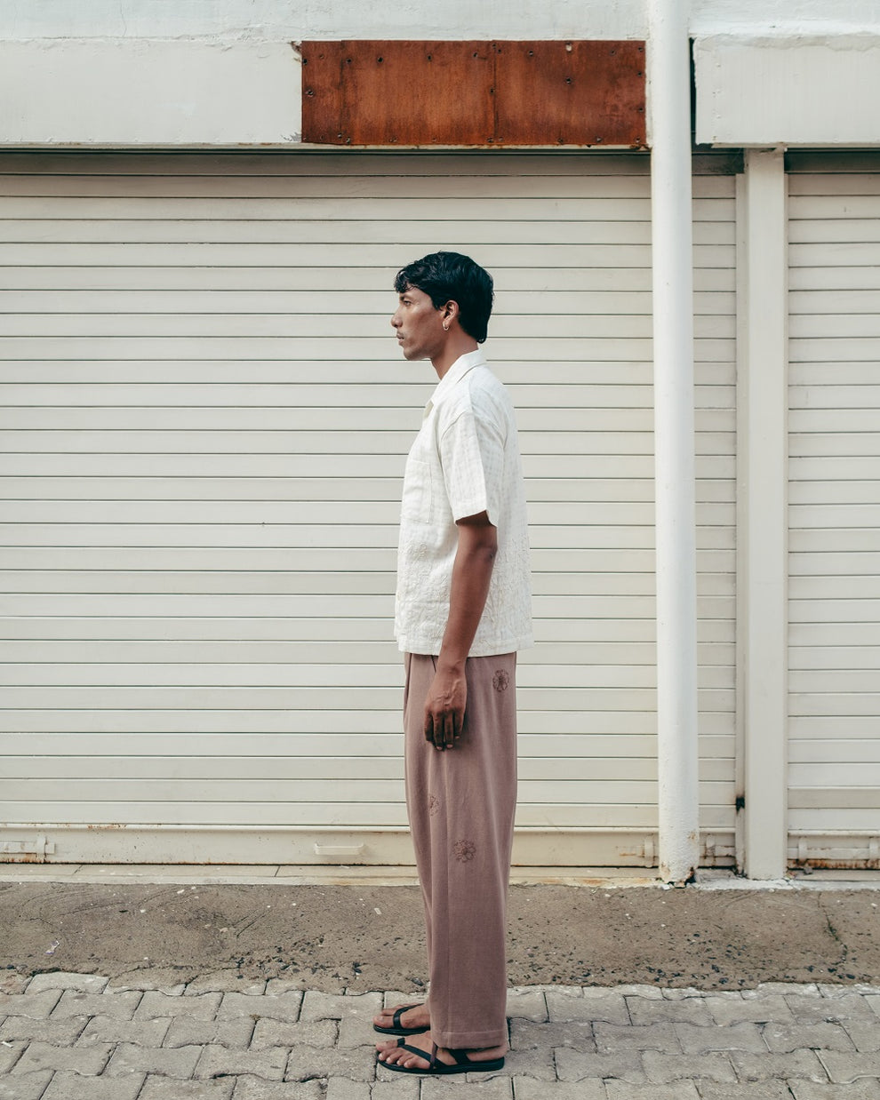 Embroidered Single Pleat Pant, in Umber image 2