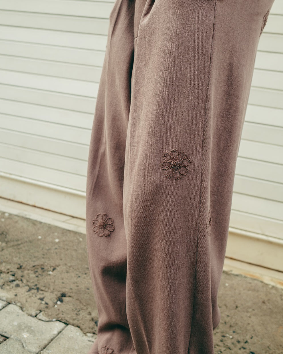 Embroidered Single Pleat Pant, in Umber image 3