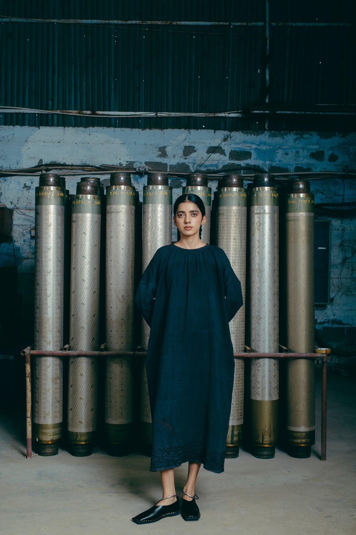 Hand-Embroidered Hammock Dress, in Black image 1