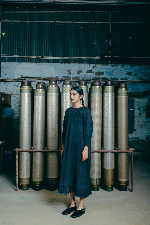 Hand-Embroidered Hammock Dress, in Black