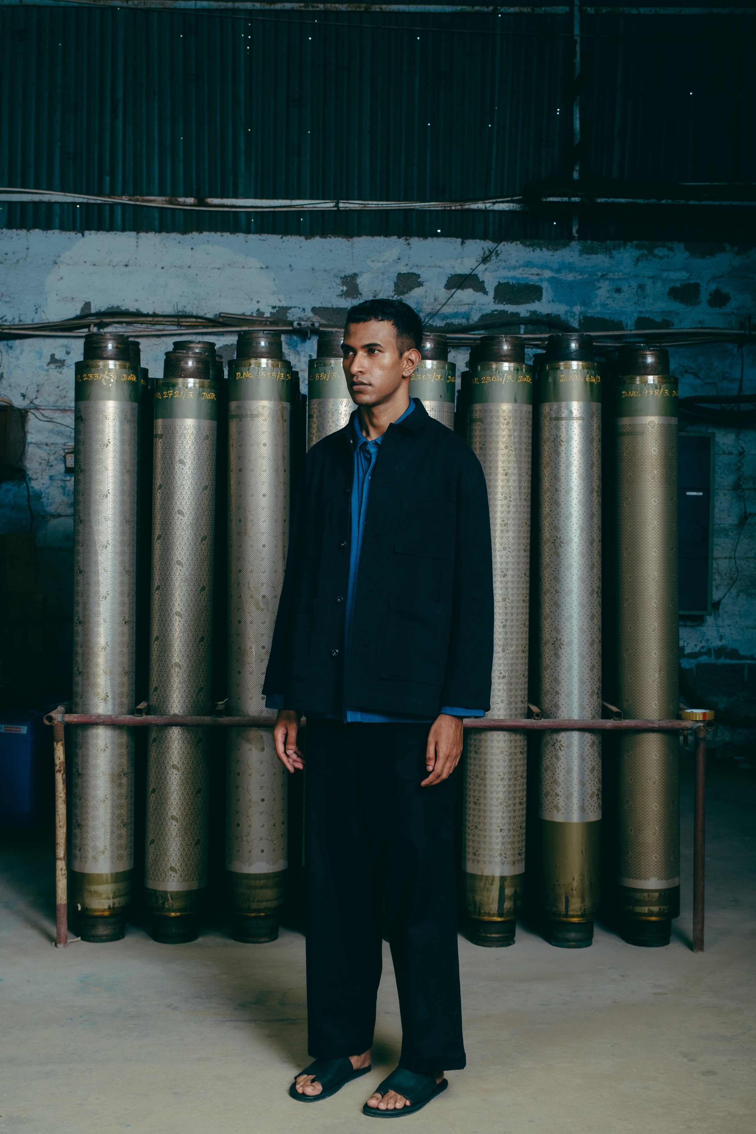 Hand-Embroidered Workwear Jacket, in Black image 1