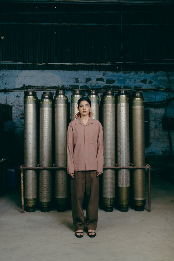 LS Vacay Shirt, in Apricot Checked