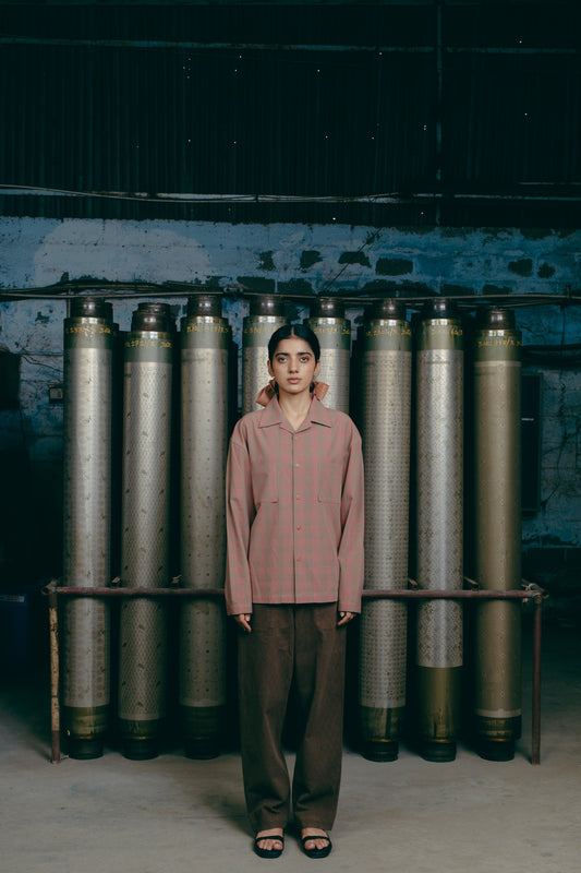 LS Vacay Shirt, in Apricot Checked