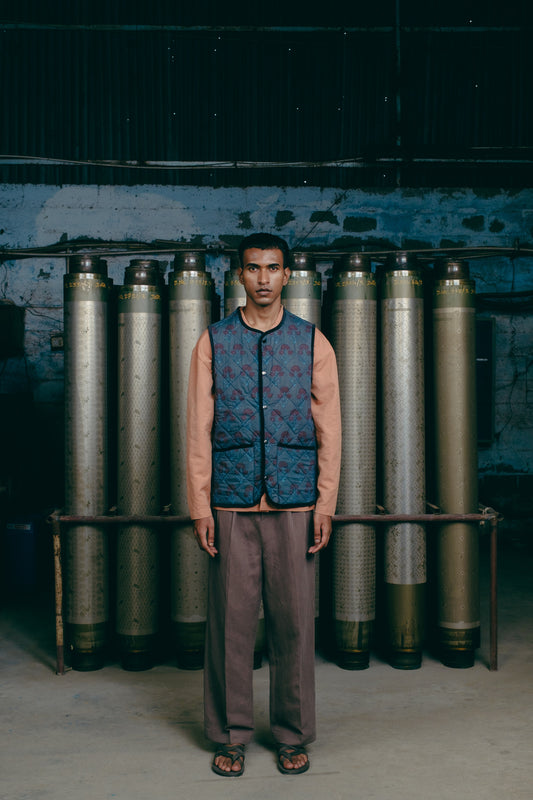 Quilted Vest, in Indigo