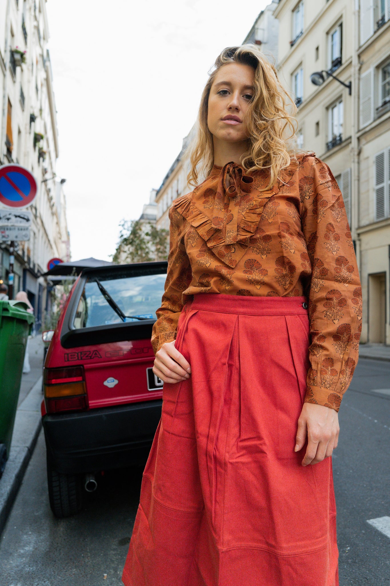 Ruffle Blouse, in Marigold