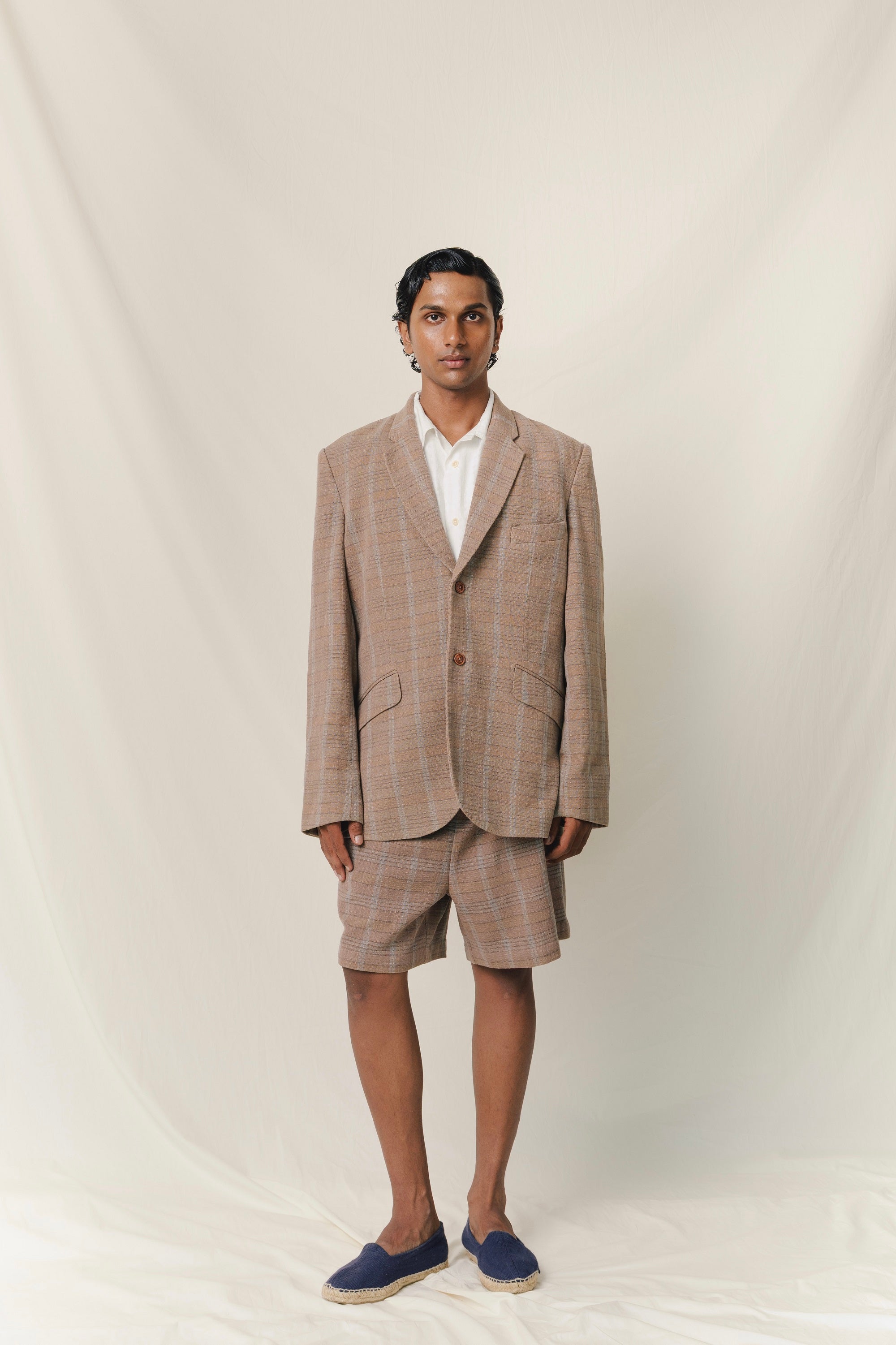 Khadi Planter Blazer, in Charcoal Checked
