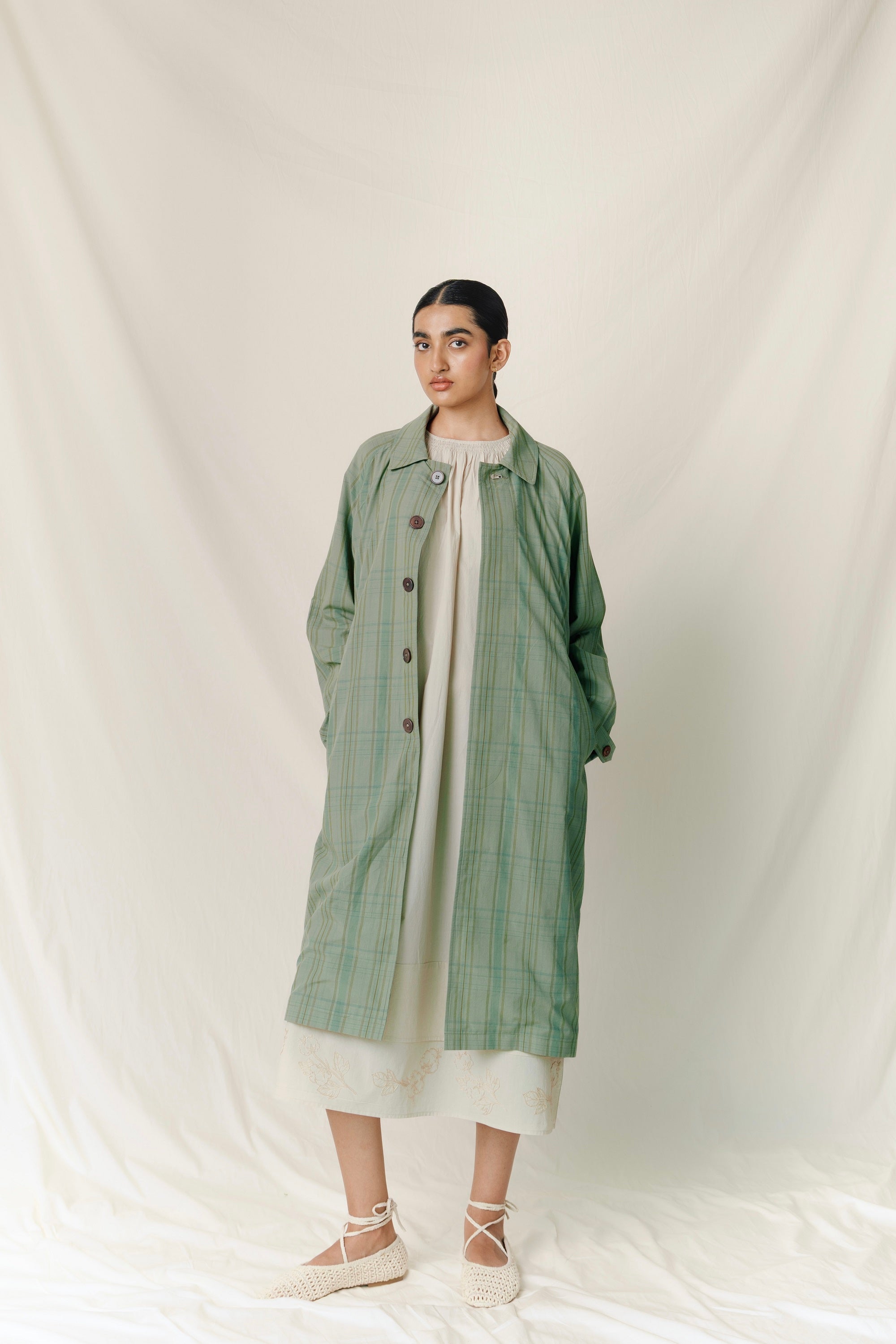 Nain Coat, in Greenstone Plaid
