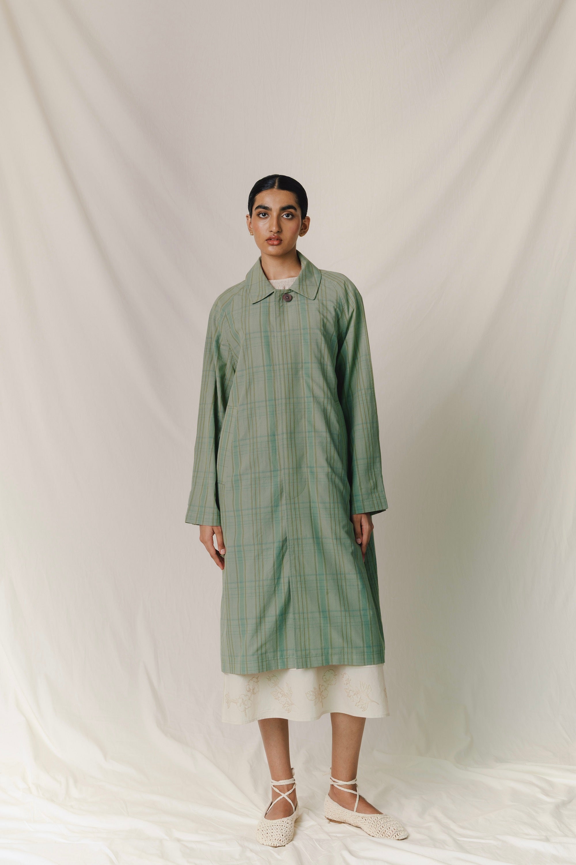 Nain Coat, in Greenstone Plaid