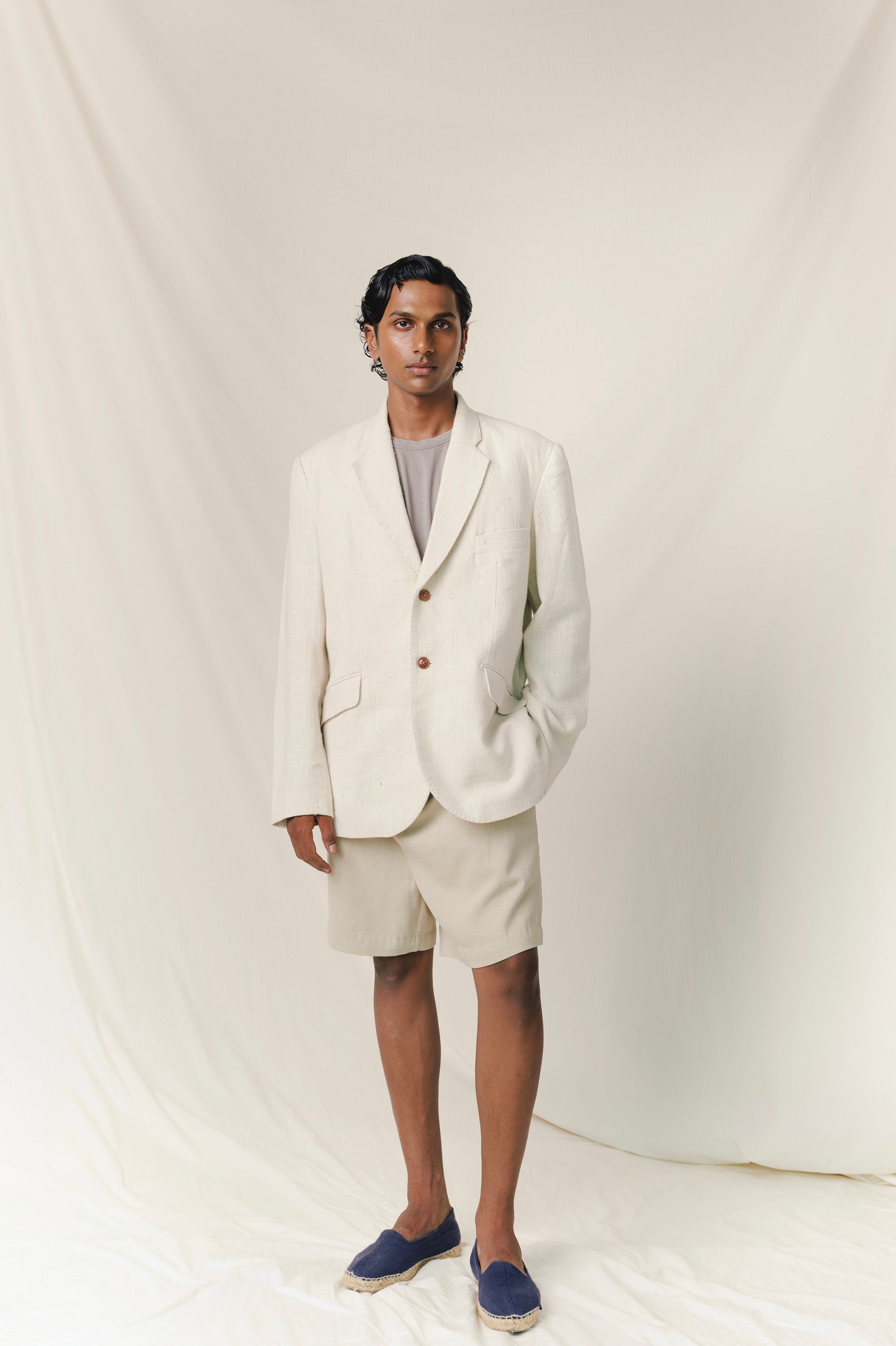 Khadi Planter Blazer, in Ecru