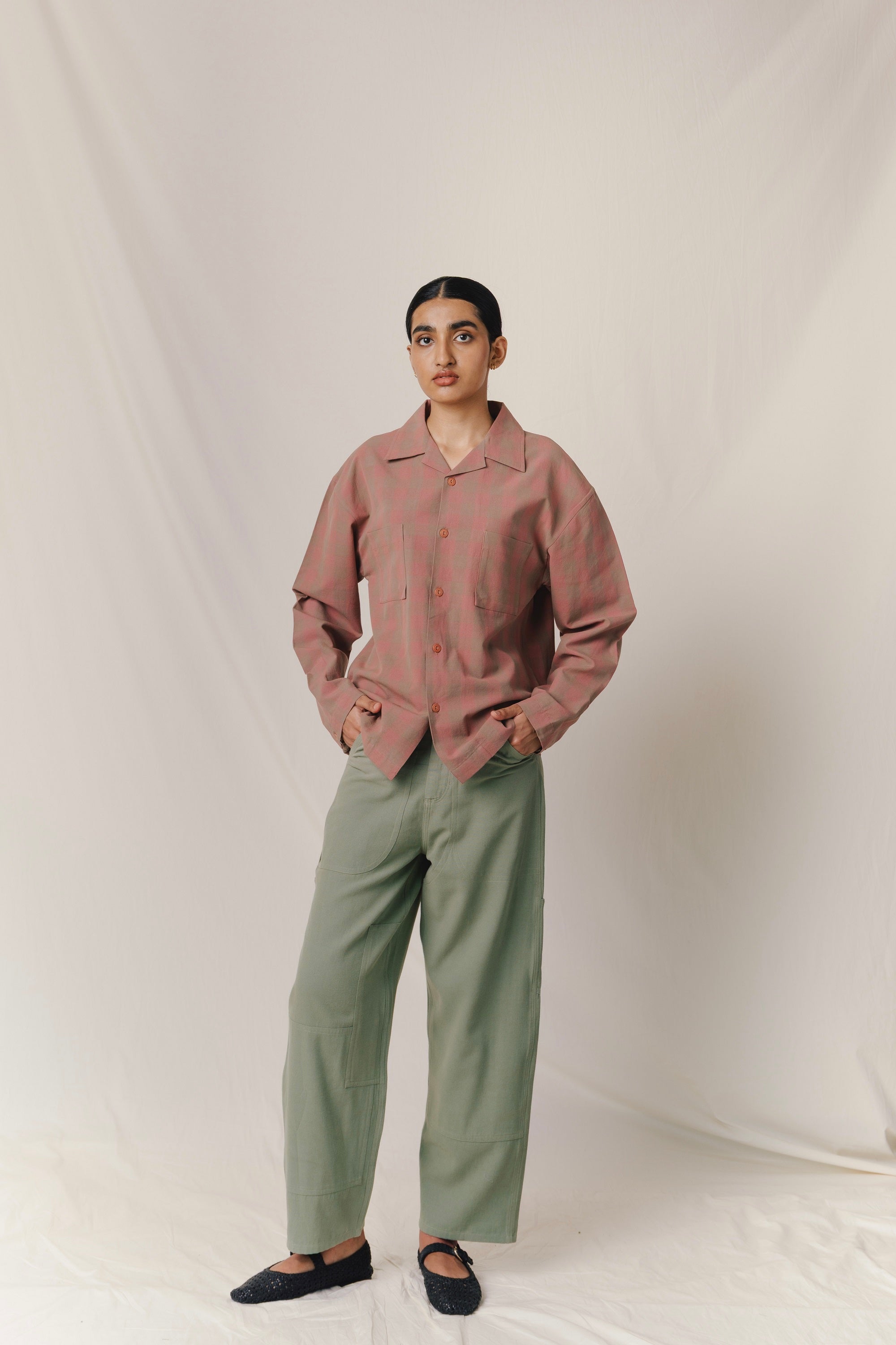 LS Vacay Shirt, in Apricot Checked