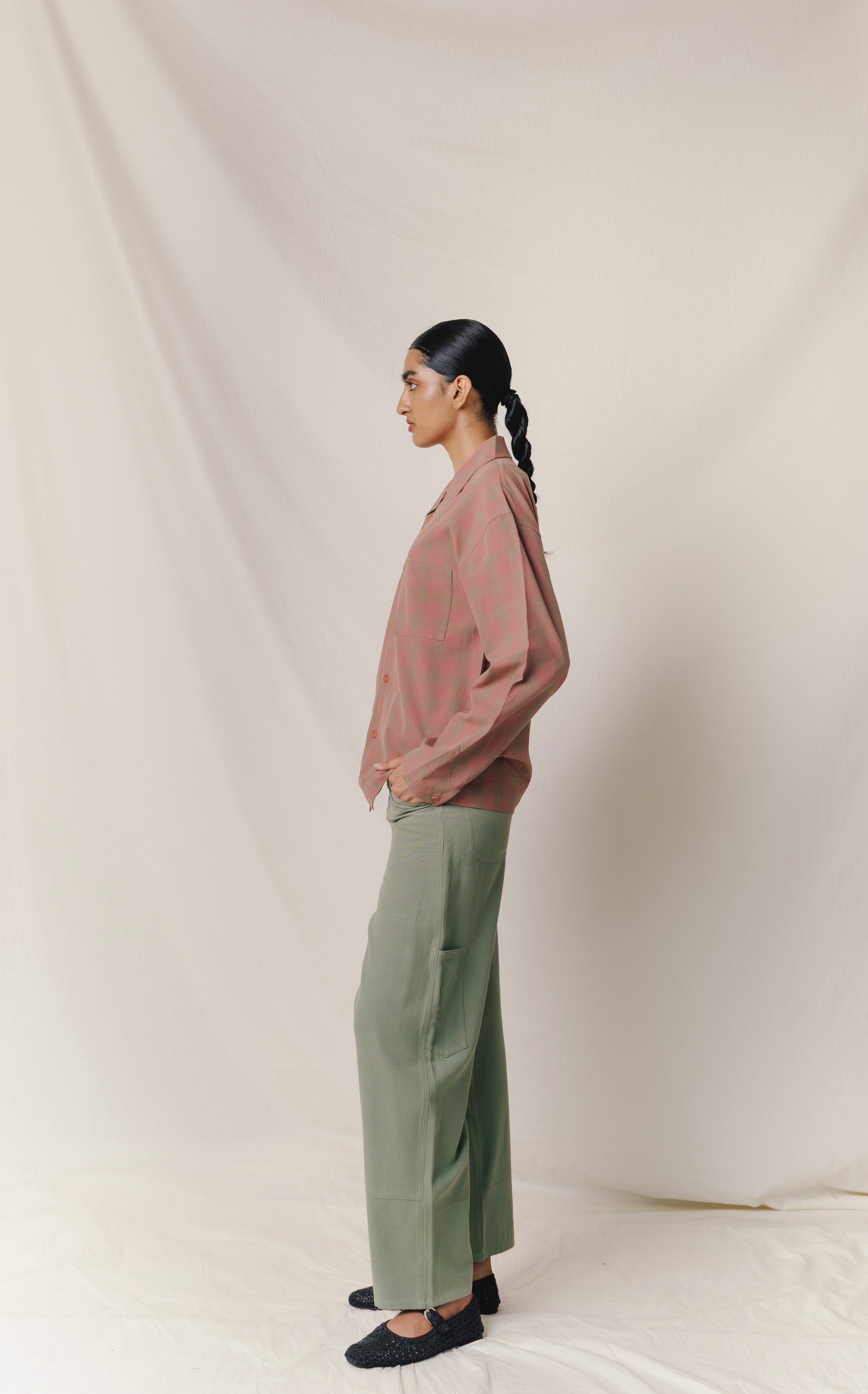 LS Vacay Shirt, in Apricot Checked