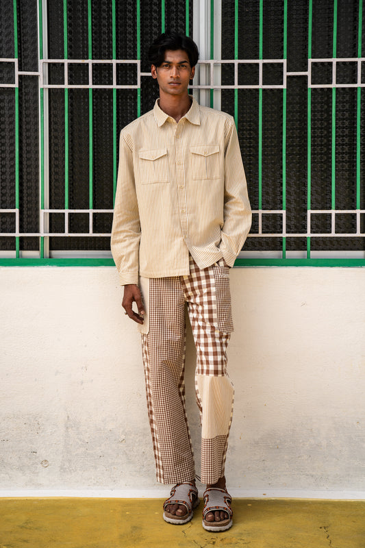 Mar Cargo Trousers, in Brown Gingham