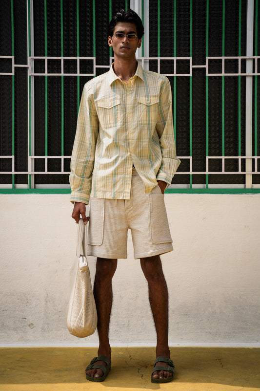 Quilted Mar Cargo Shorts, in Walnut