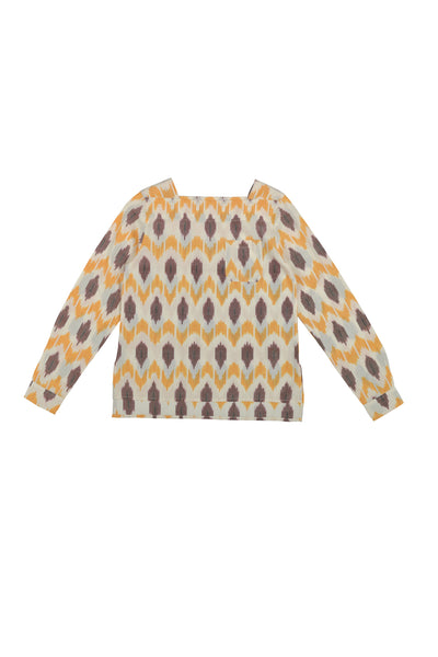 Boat Neck Top, in Movement Ikat