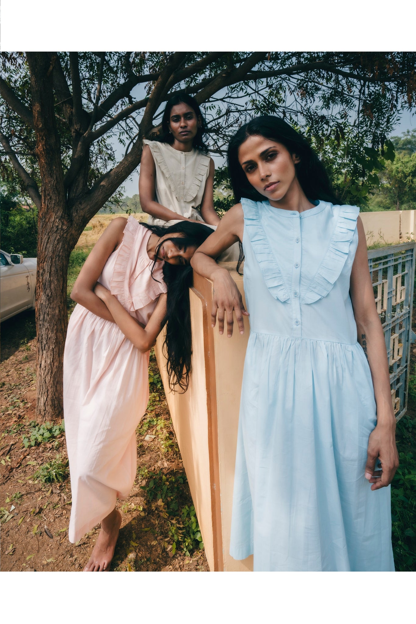 Ruffle Sleeveless Dress, in Ocean